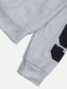 ROMWE MEN Prep 2pcs Men's Racing Letter Print Minimalist Hoodie And Pants Tracksuit - Multicolor - View 7