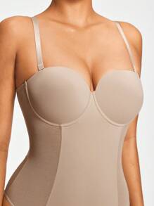 SHEIN Shape Women's Plain Color Spaghetti Strap Minimalist Casual Bodysuit