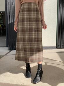 DAZY Women's Checkered A-Line Skirt, Casual Everyday Wear,Fall Clothes Plaid