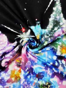 SHEIN LUNE 闪亮圣诞树印花V领长袖T恤女款春季图案上衣 - 彩色 - 查看 5