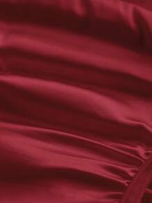 SHEIN MOD Áo hai dây không dây xếp nếp nơ thời trang dành cho nữ - Đỏ - Xem 6