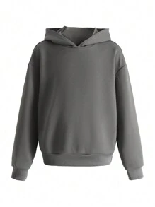 2 piezas Conjunto informal para niña preadolescente con sudadera con capucha oversize con estampado de letra de paisaje y pantalones cargo con acento de lazo. Ropa adecuada para otoño/invierno, estilo deportivo y urbano
