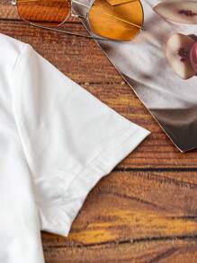 Flirla Plus Size Women's Casual Turtle & Letter Print T-Shirt, Suitable For Summer Beach, Malibu, Surfing, Diving Memories, Seattle Beach Graphic Tees Women Tops