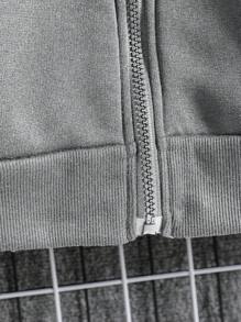 EURMUSE Men Letter Printed Zip Up Regular Hoodie Sweatshirt - Grey - View 6