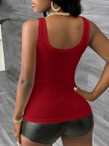 Slaydiva Camiseta de tirantes básica casual de punto jersey acanalado con escote en V profundo y unicolor