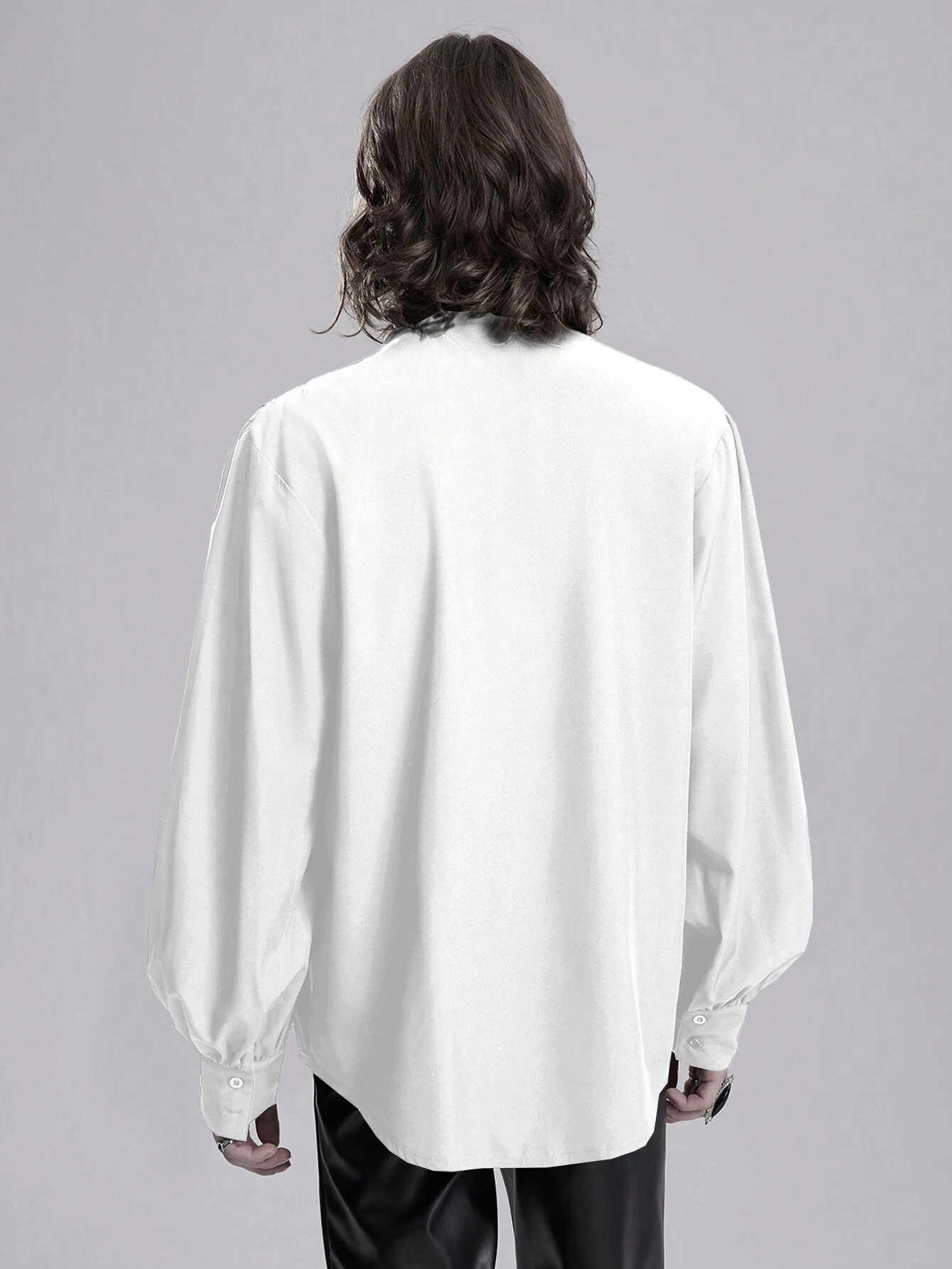 Our Goth Spring Casual Graphic White Men'S Solid Color Long Sleeve Casual Shirt With Ruffles Trim, Autumn, Fall is such a vibe - ROMWE Our Goth Spring Casual Graphic White Men'S Solid Color Long Sleeve Casual Shirt With Ruffles Trim, Autumn, Fall is such a vibe - ROMWE