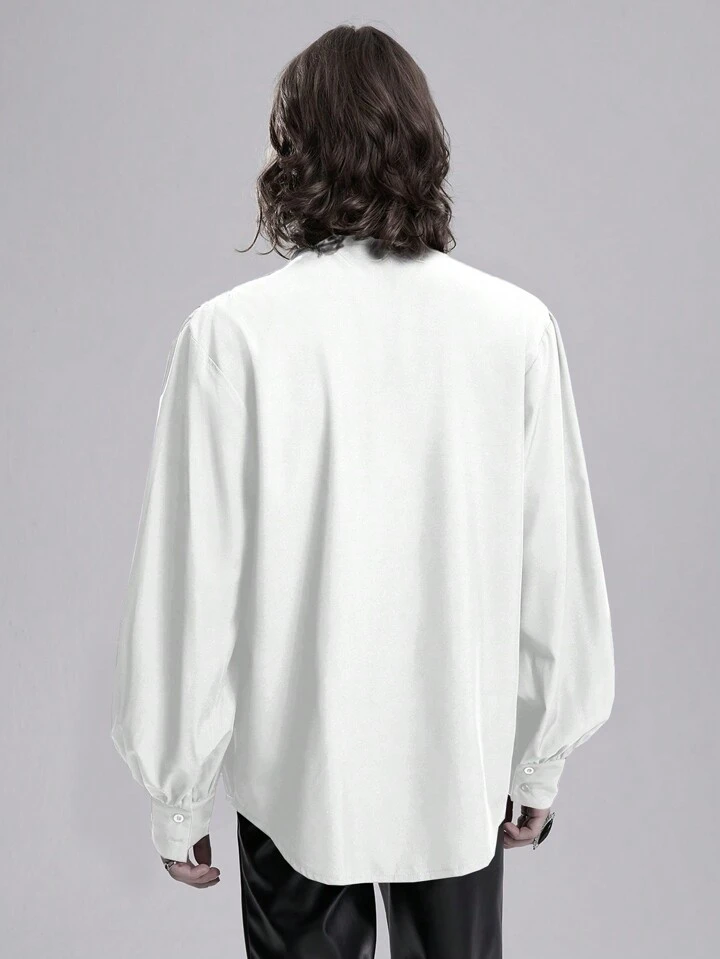 gothic dress men shirt white short sleeve Devil Fashion Verendus Mens Gothic Shirt