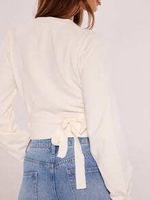 MUSERA Wrap Around Ribbed Knit Sweater Y2k Spring Casual Cute 90's Sun Winter Elegant Summer - Cream - View 5