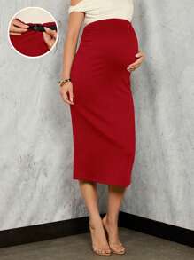 MaterniChic Adjustable Elastic Waist Maternity Skirt, Elegant For Commuting