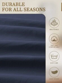 1 件纯色深蓝色床笠、床垫保护套、床垫罩、床单，柔软透气，适合所有尺寸的床 - 单人床、双人床、特大号床、大号床单，深口袋最大可达 11.8 英寸家纺