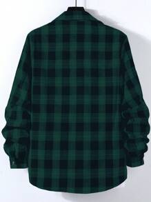 Manfinity Homme 格纹印花前扣休闲长袖衬衫 - 彩色 - 查看 2