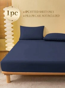 1 件纯色深蓝色床笠、床垫保护套、床垫罩、床单，柔软透气，适合所有尺寸的床 - 单人床、双人床、特大号床、大号床单，深口袋最大可达 11.8 英寸家纺