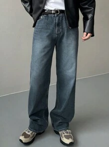 DAZY 男士休闲宽松直筒蓝色洗水牛仔裤，秋季