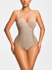 SHEIN Shape Women's Plain Color Spaghetti Strap Minimalist Casual Bodysuit
