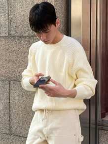 DAZY Men's Casual Solid Color Raglan Sleeve Ribbed Knit Sweater Fall,Winter