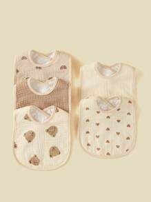 5 stuks/set katoenen U-vormige slabbetjes voor baby's, anti-speeksel boertjesdoekjes