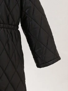 SHEIN Babygirl minimalistische, vielseitig einsetzbare, warme, mit Plüsch gefütterte Kapuzen-Langarmjacke, geeignet für Outdoor, Skifahren im Herbst/Winter - Schwarz - Übersicht 3