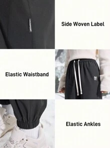 In My Nature Women's Drawstring Waist Oblique Pocket Outdoor Sport Slim Pants - Black - View 3