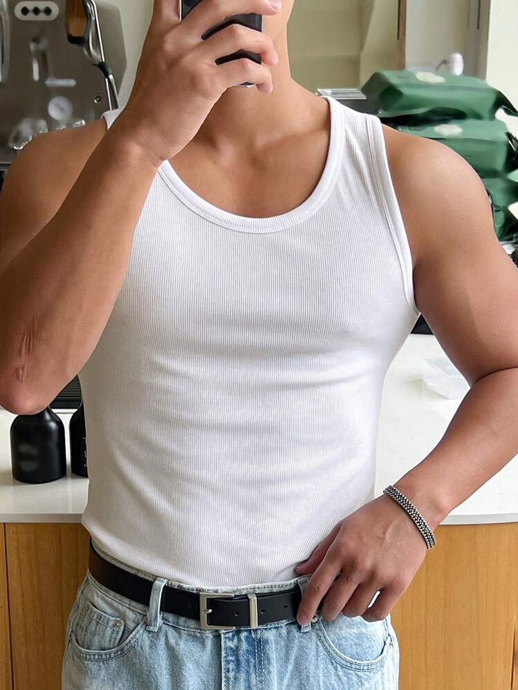 DAZY ملابس علوية كم قطني أساسية للرجال للصيف