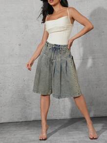 Denimoi 女士简约时尚休闲牛仔短裤，适合日常穿着