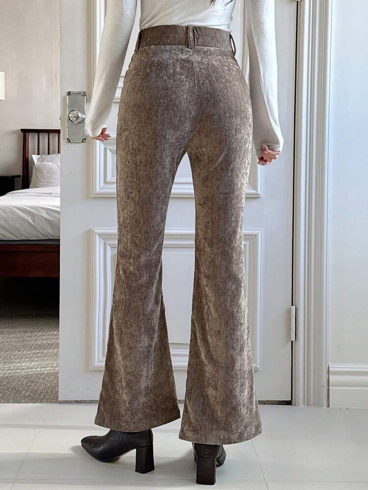 Women Casual Vintage Flared Split Hem Pants, Autumn/Winter Women Dress Pants