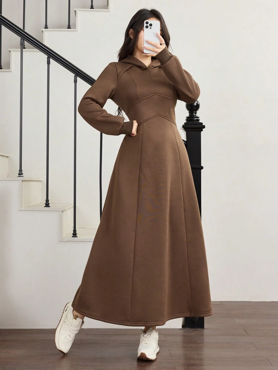 Modelyn 1 件女式束腰连帽针织运动衫 - 棕色 - 查看 1