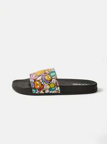 ADVENTURE TIME X SHEIN Women's Cartoon Printed PVC Slippers, Lightweight For Indoor & Outdoor Wear, Gifts For Casual Beach Style