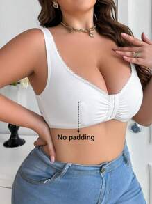 大碼女士前扣式無鋼圈模杯內衣 - 白色 - 查看 5