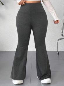 SHEIN EZwear Plus Size Casual Versatile Solid Color Loose Flared Hem Sweatpants Graduation,Back To School Outfits,Graduation,Teacher Outfits For Women,Back To School