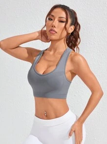 Easithlete 3pcs Women Solid Color Open Back Daily Workout Sports Bra