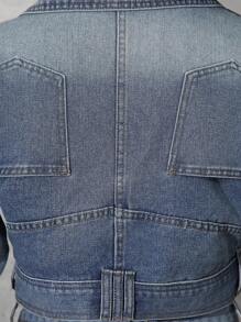Denimoi Distressed Cropped Denim Jacket, Casual For Autumn - Light Wash - View 8