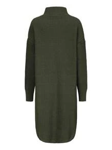 EMERY ROSE 1pc Plain Pocket Accent Casual V-Neck Long Sleeve Knit Cardigan Fall Winter Cloth For Women - Army Green - View 2