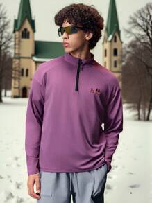 Manfinity Sport Corelite 男士字母印花立领长袖户外 T 恤