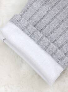 SHEIN 2 Stücke Minimalistische feste graue Fuchs Fleece Thermo-Unterwäsche Set für Teenager Mädchen - Langarm-Oberteil und Leggings