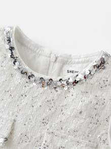 Maija Kids Maija Kids 年轻女孩融合休闲粗花呢荷叶边下摆连衣裙 - 白色 - 查看 8