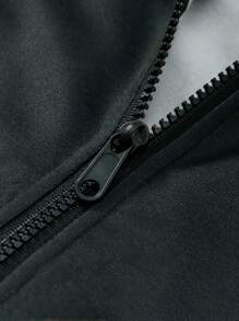 PAVTROS Manfinity Streetrush Men's Autumn Letter & Pentagram Print Long Sleeve Zip Up Hoodie - Black - View 4