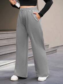 RueChic Cottnline Pocket Drawstring Sweatpants - Light Grey - View 5