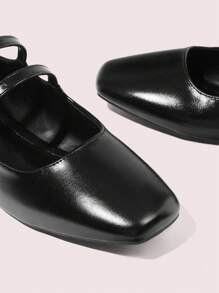 CUCCOO DOLLMOD Women's Black PU Mary Jane Flats, Fashion Casual For Commuting, Dating, Party, Shopping, School Spring Shoes Spring Break Easter For Christmas Spring Shoes - Black - View 7