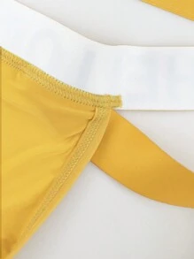 男士字母卡通图案镂空性感三角裤 - 黃色 - 查看 4