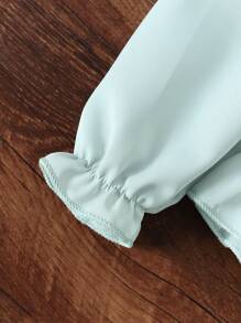 Toddler Girls Casual Fashion Frill Hem Design Peter Pan Collar Blouse - Green - View 4