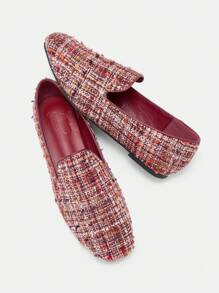 CUCCOO BIZCHIC Laser Cut Square Toe Flat Women Shoes Valentines - Burgundy - View 9