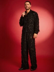 FeverCity Bộ 2 quần dài tay cài nút phía trước thường ngày cho nam - màu đen - Xem 4