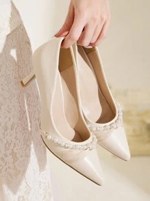 CUCCOO CHICEST 女士时尚百搭优雅尖头高跟鞋 - 白色 - 查看 1