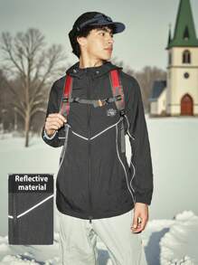 Gym Rark Chaqueta ligera con capucha con cordón y protección solar con estampado de letras para hombre, cortavientos - Gris Oscuro - Ver 1