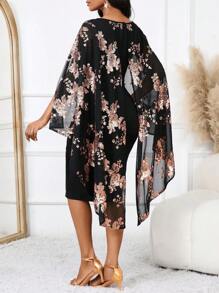 SHEIN Lady Autumn And WinterCasualElegantWorkWovenStand PleatedCollarArabian Dresses - Multicolor - View 2