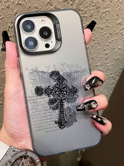 Grunge Punk 1pc Gothic Cross Wing IMD Mobile Phone Case