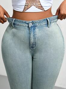 SHEIN EZwear Plus Size Casual Denim Jeans, Simple And Fashionable For Daily Wear - Blue - View 7