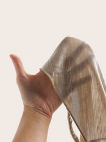 SHEIN ICON 音乐会服装 金属丝头巾下摆吊带上衣 - 杏色 - 查看 5