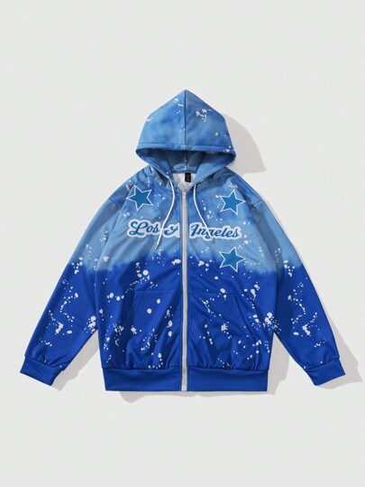 Street Life Sweat-shirt à capuche avec fermeture éclair et cordon de serrage, couleurs dégradées pour hommes