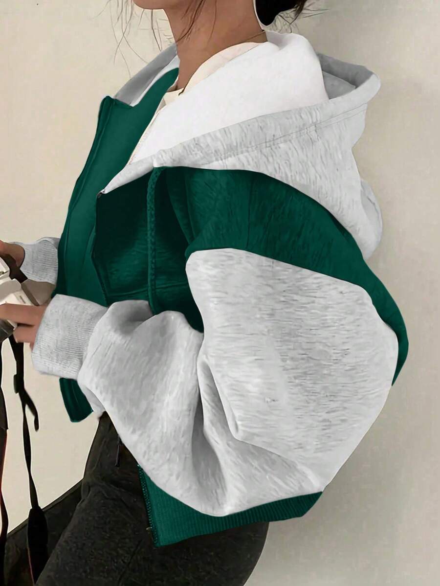 INAWLY 女士休闲宽松撞色运动衫，适合户外穿着，秋冬季 - 彩色 - 查看 1